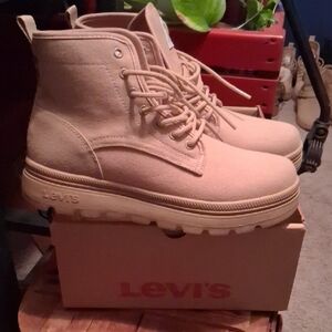 Levi's Tan Suede Lace-Up Ankle Booties